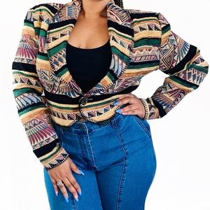 Vintage Boho Western Crop Blazer